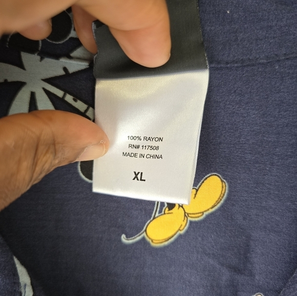 Disney x Mickey Mouse Shirt XL Blue Button Up Hawaiian Palm Trees Camp E… - Picture 6 of 10